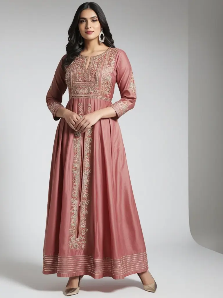 Plus-Size Anarkali Kurti with white background studio..webp